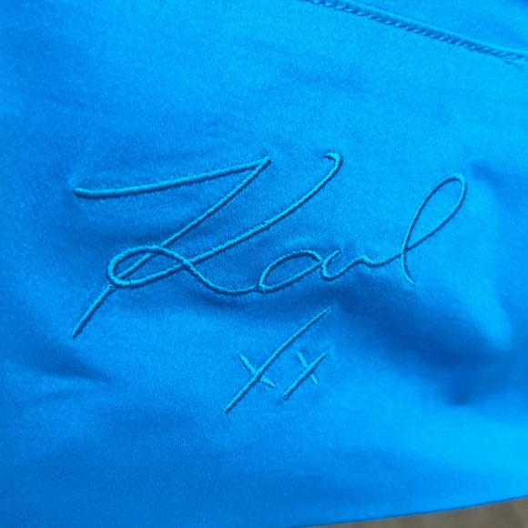 Karl Lagerfeld Blue and Gold A-Line Mini Dress - Picture 13 of 17